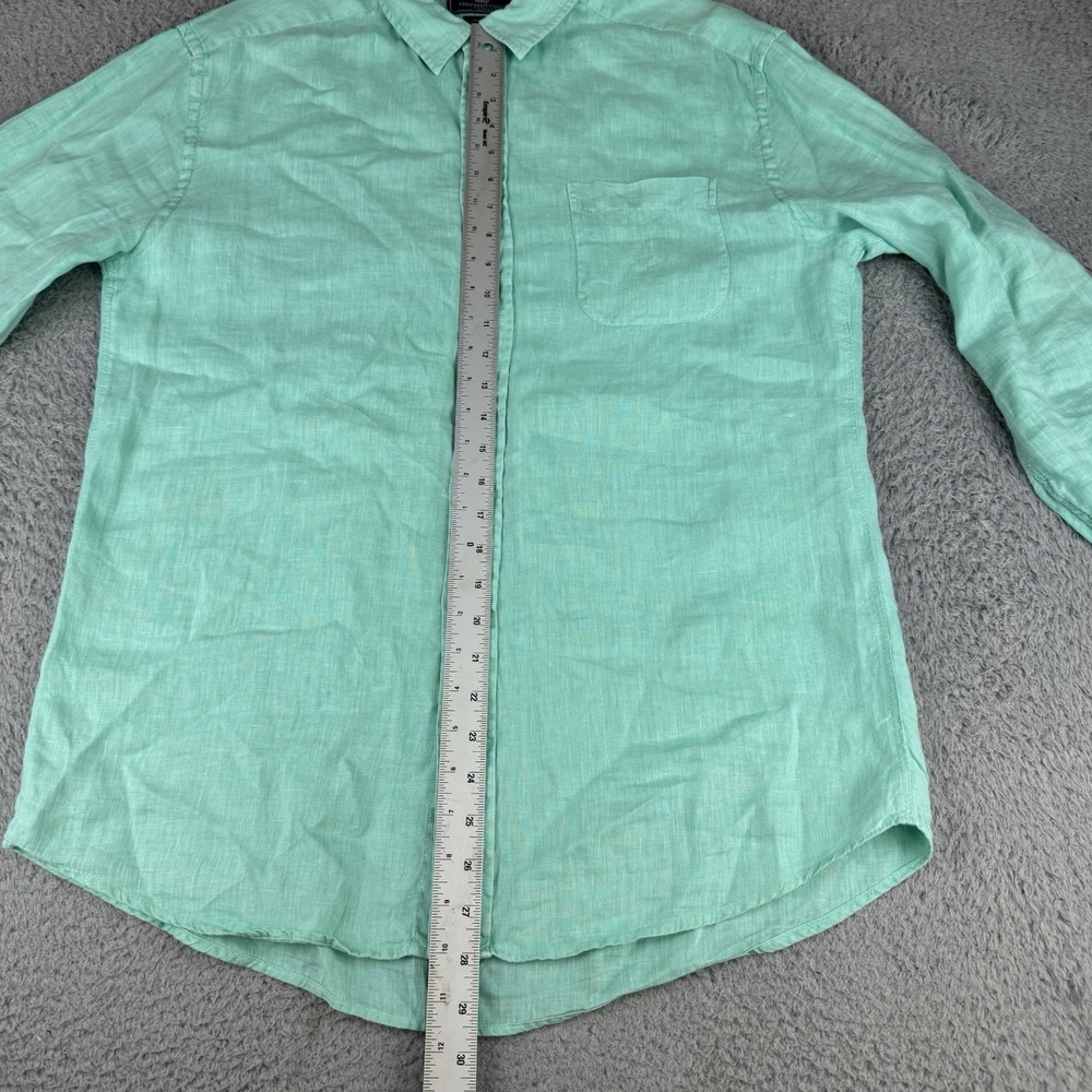 Vineyard Vines Shirt Mens Size Large Green Linen  Twill Button Up Preppy - Picture 6 of 9